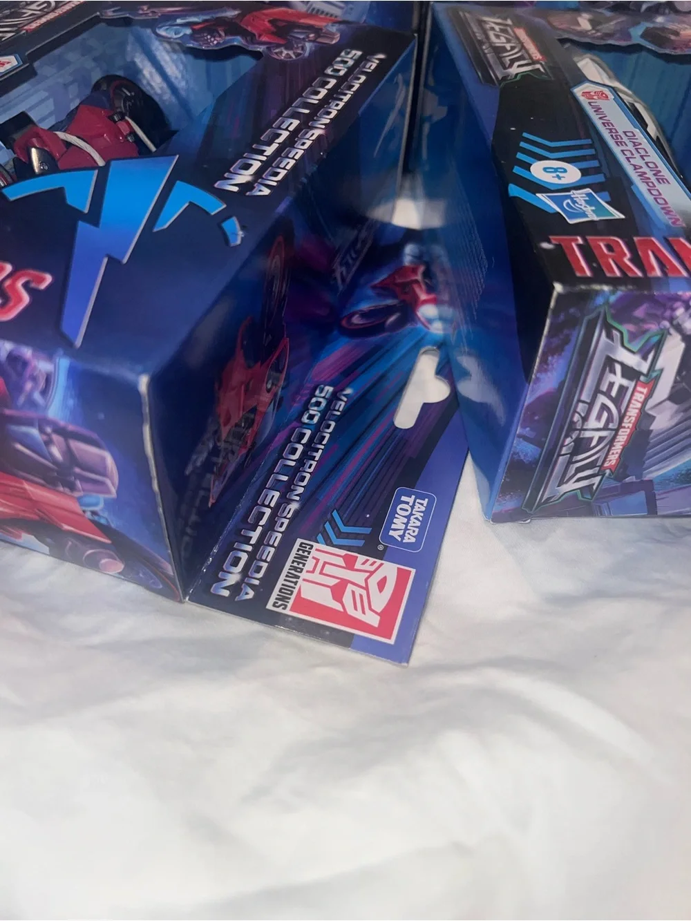 Takara Transformers Velocitron Speedia 500 Collection - White, Red, Black, Blue